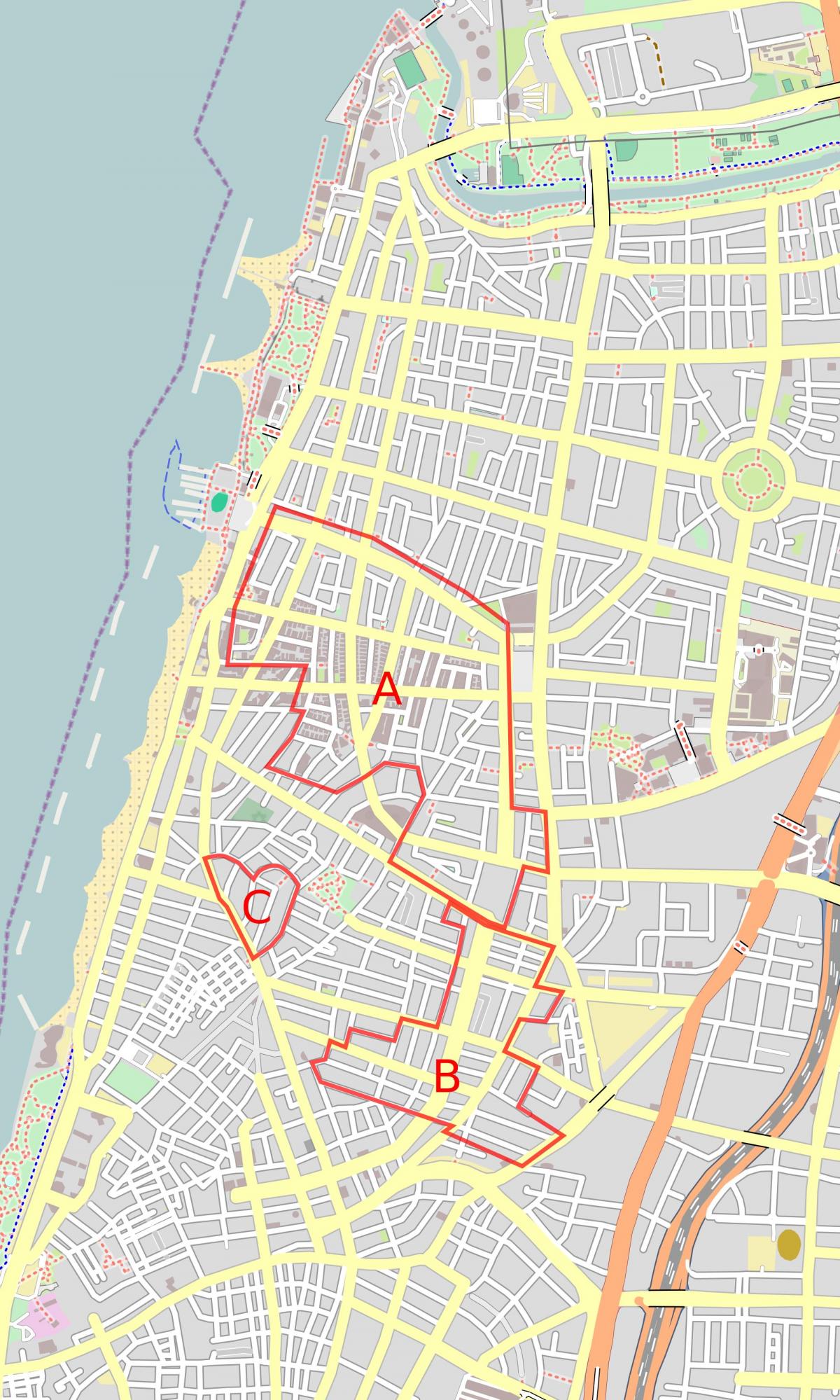peta kota putih Tel Aviv