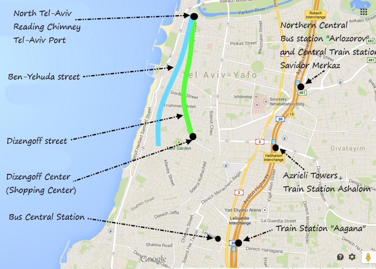 peta Tel Aviv awam pengangkutan
