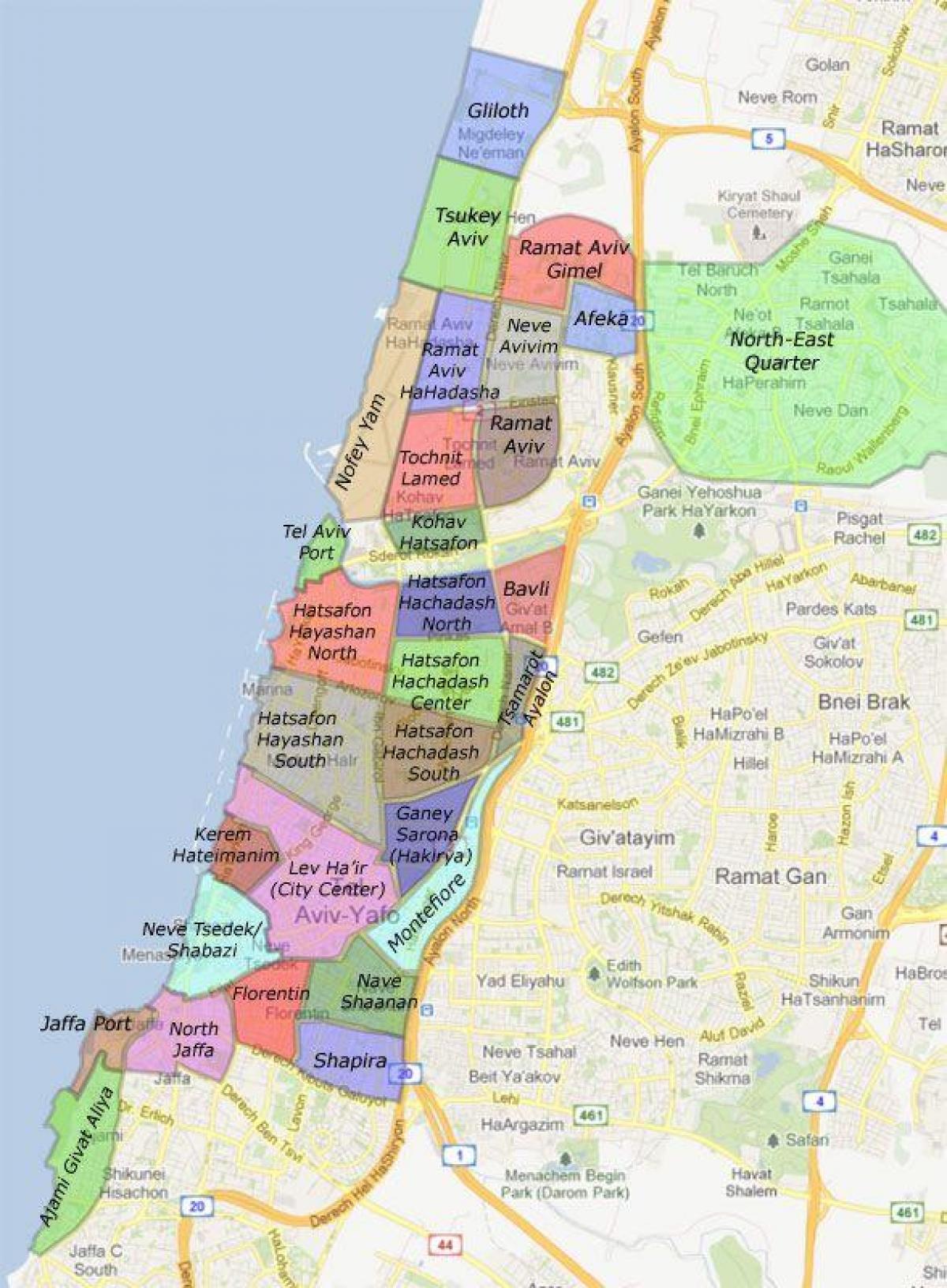 Tel Aviv kawasan peta